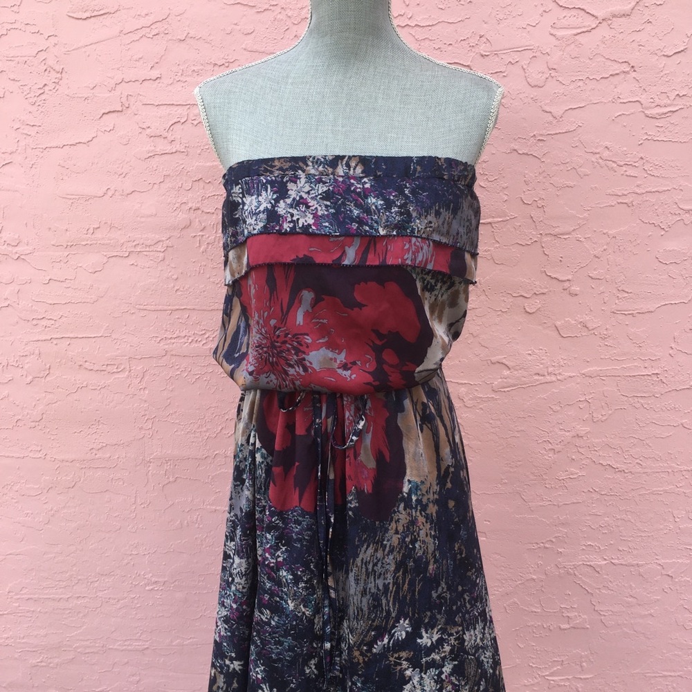 Pure Apparel Floral Strapless Maxi Dress